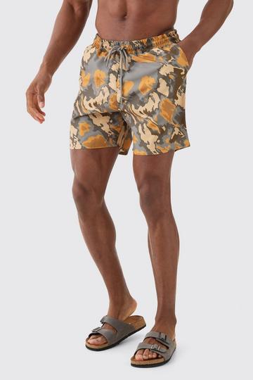 Mid Length Camo Swim Short brown