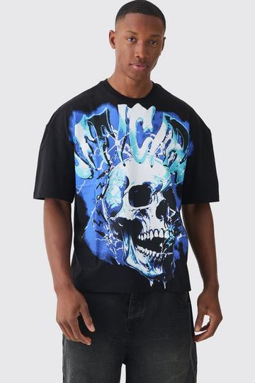 Oversized Boxy Official Skull Graphic T-shirt black