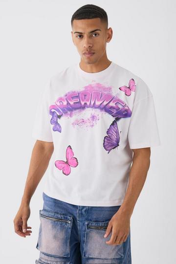 Pink Oversized Boxy Large Butterfly Graphic T-shirt