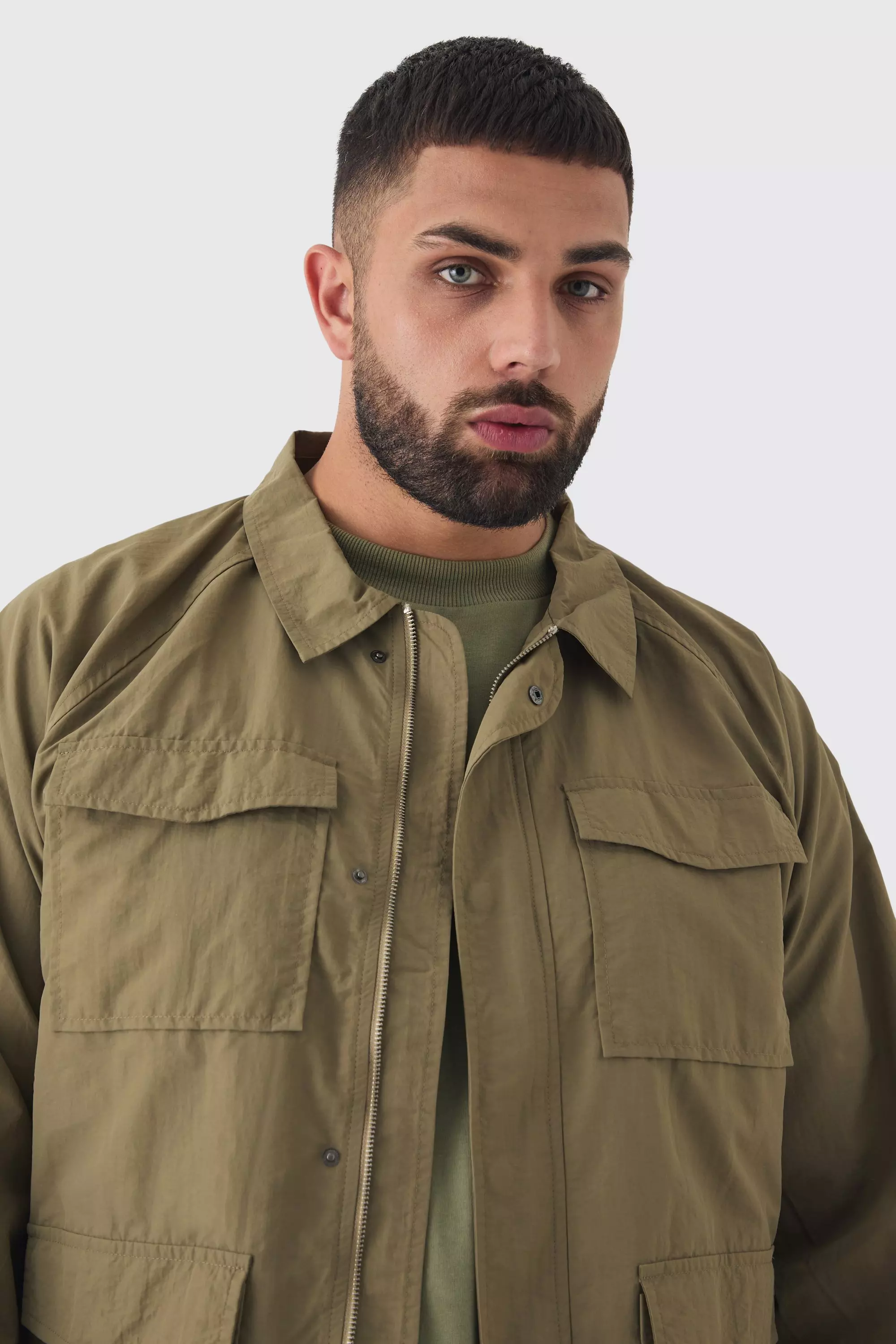 Khaki Plus Zip Up Lightweight Field Jacket alternative image
