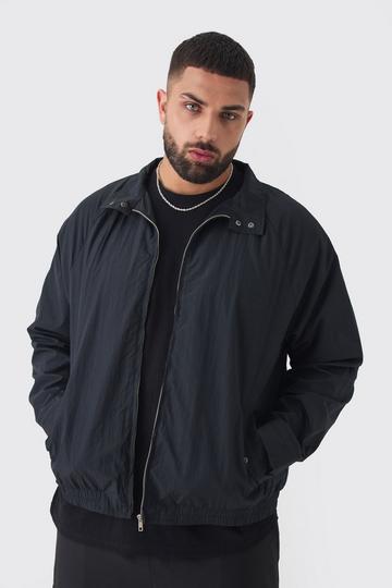 Black Plus Zip Up Lightweight Funnel Neck Jacket