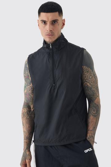 Tall 1/4 Zip Lightweight Adjustable Hem Gilet black