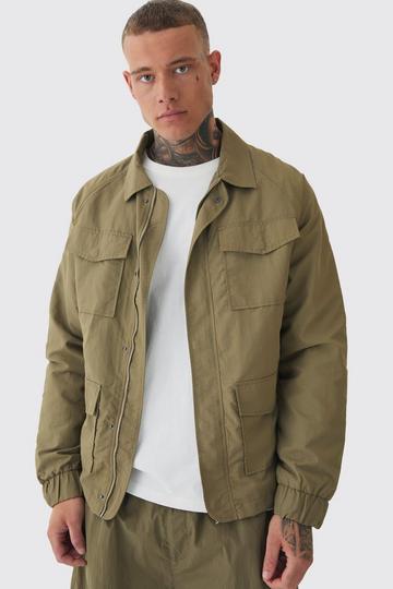 Khaki Tall Zip Up Lightweight Field Jacket