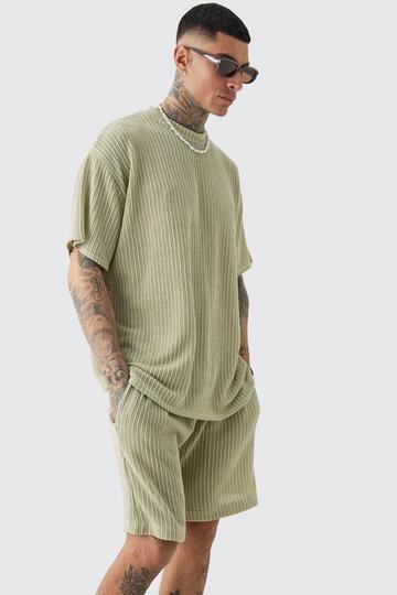 Sage Green Tall Crochet Rib T-shirt & Short Set