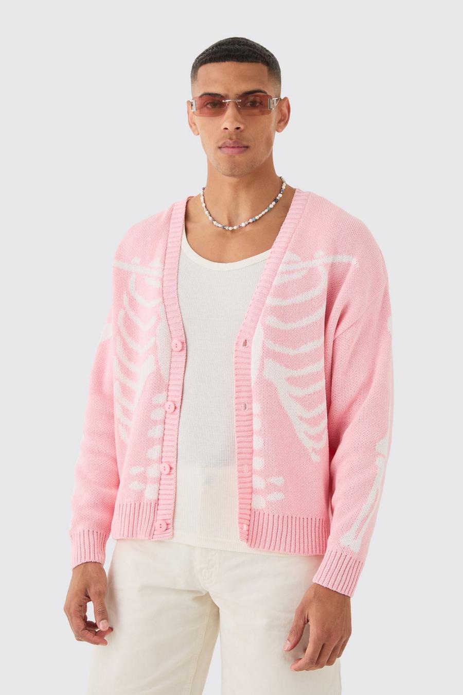 Pink Oversize cardigan med skelett