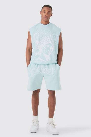 Blue Oversized Official Large Print Tank & Short Set