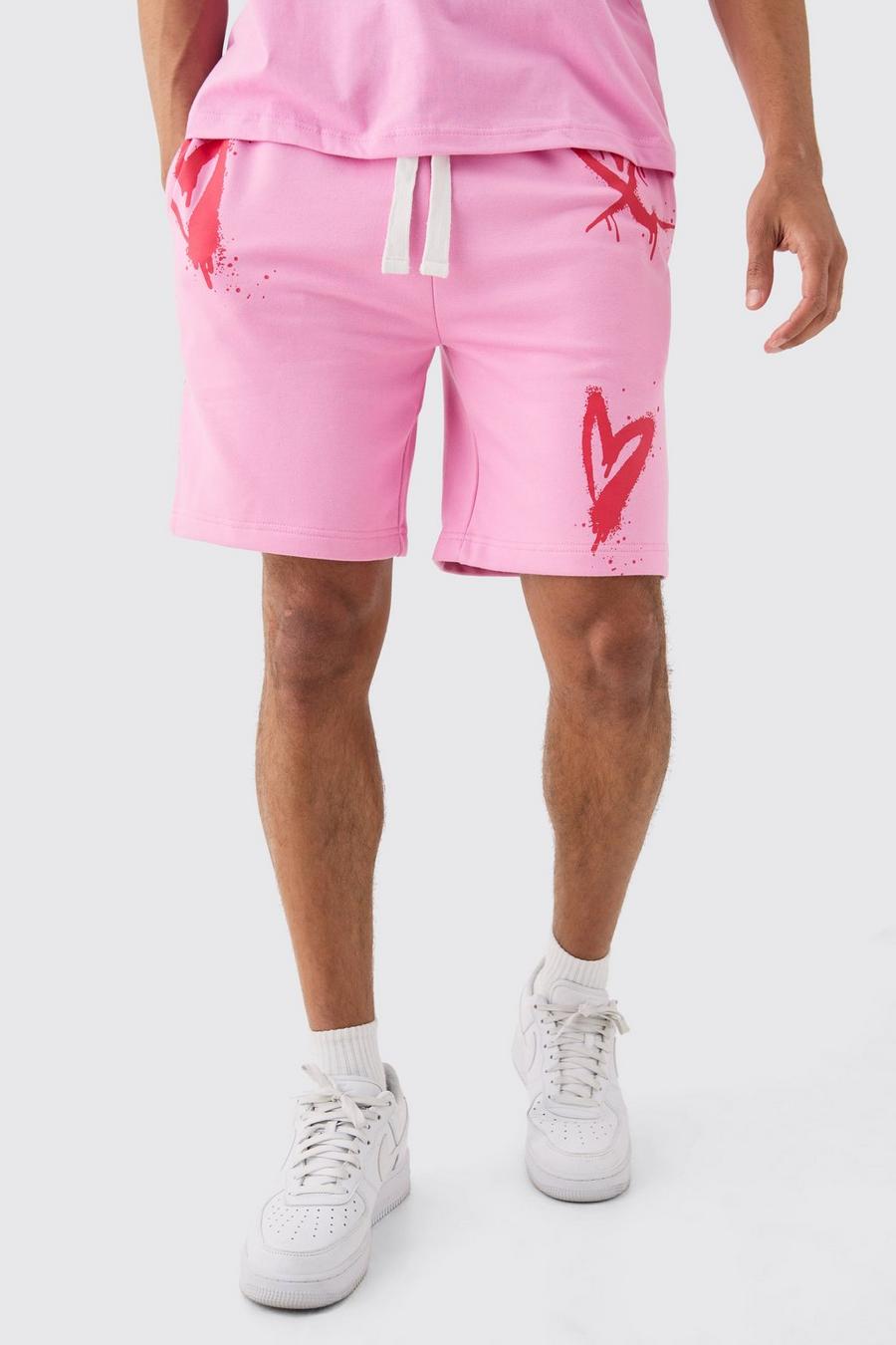 Pink Loose Fit Heart Short