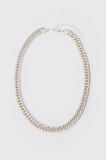 Silver Brushed Chrome Chunky Chain Necklace