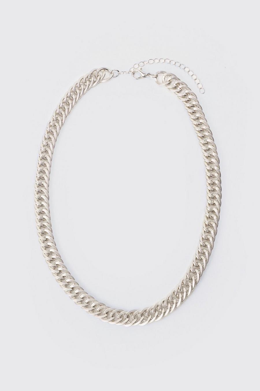Silver Brushed Chrome Chunky Chain Necklace