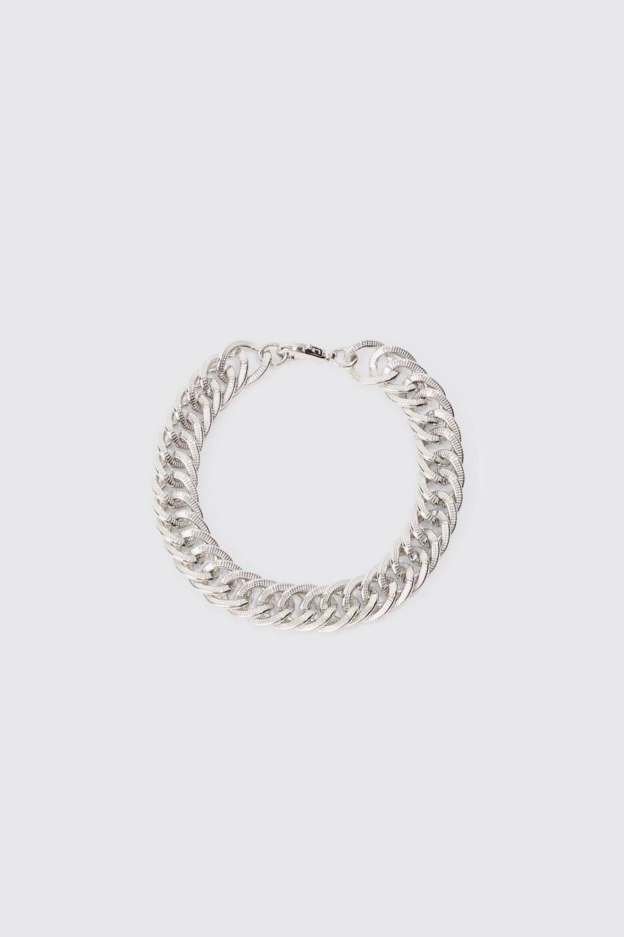 Silver Brused Chrome Chunky Chain Bracelet image number 1