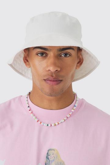 Wide Brim Bucket Hat In White white