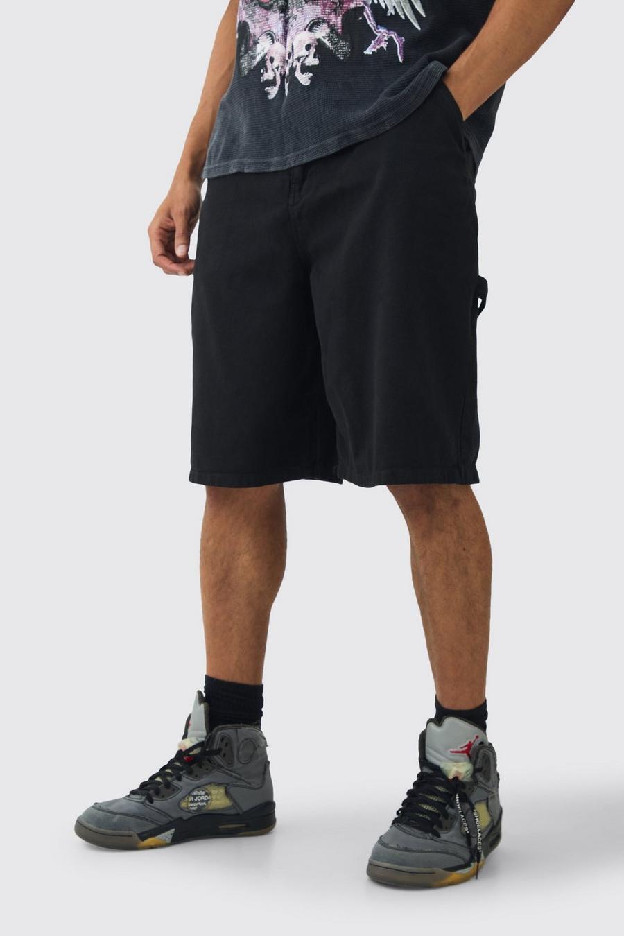 Black Fixed Waist Parachute Shorts