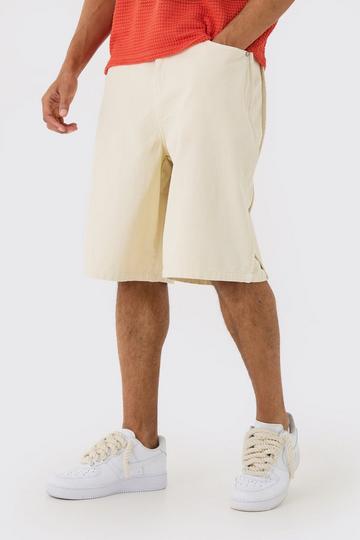 Fixed Waist Side Pintuck Parachute Shorts ecru