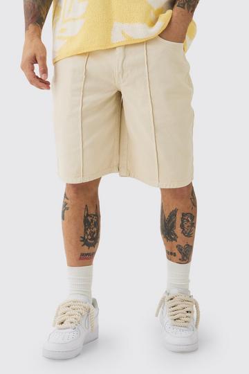 Fixed Waist Relaxed Pintuck Shorts ecru