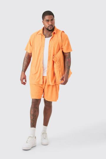 Orange Plus Toweling Shirt & Short Set With Tote Bag