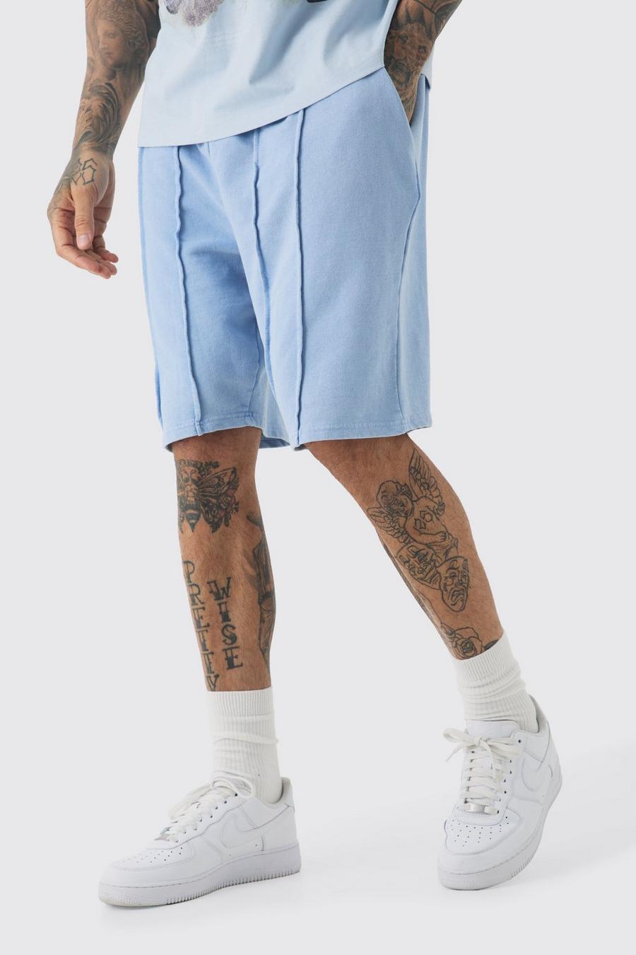 Dark blue Tall Pin Tuck Detail Relaxed Short In Light Blue image number 1