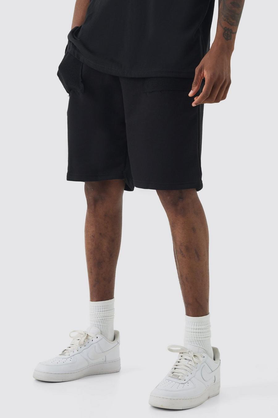 Tall Loop Back Reverse Pocket Detail Relaxed Short In Black image number 1