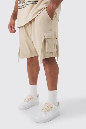 Plus Ribbed Relaxed Cargo Short In Taupe taupe