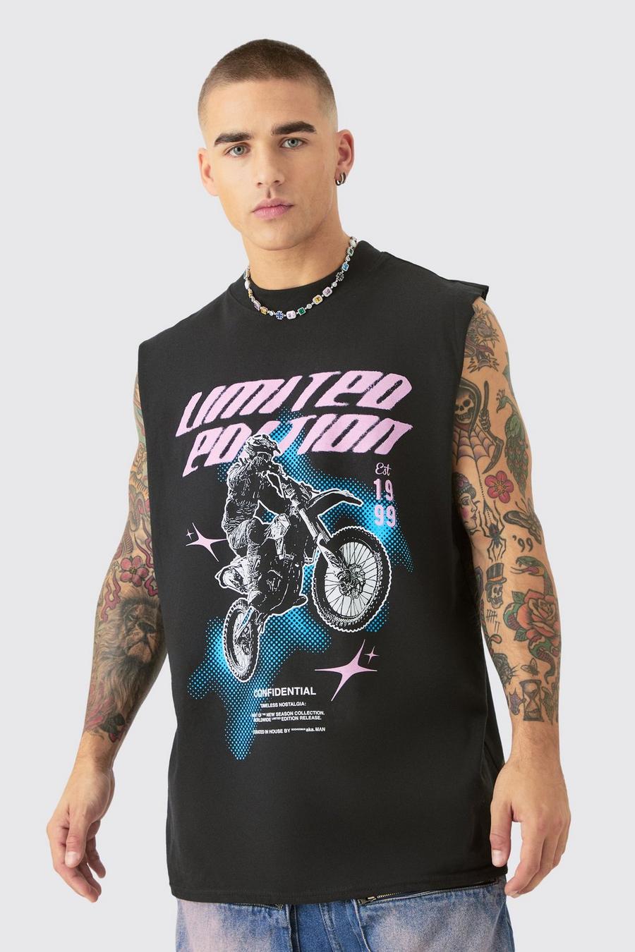 Black Oversized Limited Edition Motor Tank Top image number 1