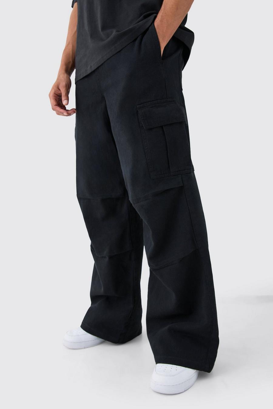 Extreme Baggy Fit Cargo Trousers In Black  image number 1