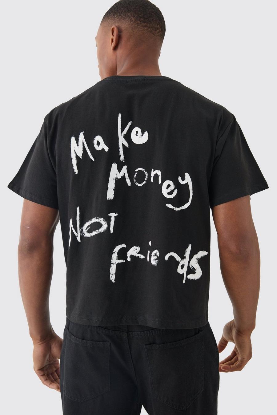 Black Make Money Not Friends T-shirt med slogan image number 1