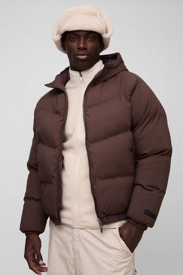 Man Bruine Regular Fit Jas Met Capuchon brown