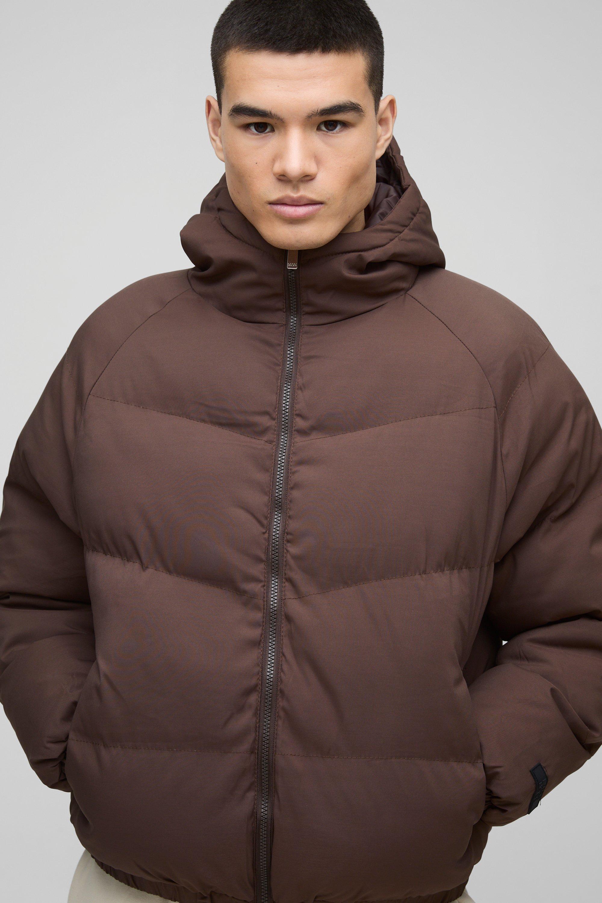 Cappotto piumino Man Regular Fit marrone con cappuccio
