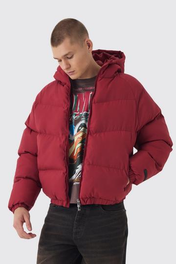 Red Man Regular Fit Hooded Puffer Coat In Red