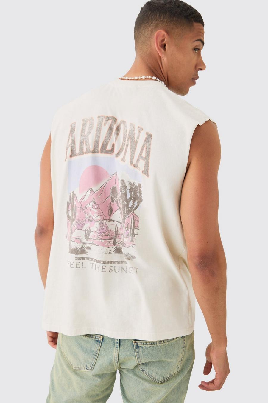 Ecru Arizona Oversize linne med tryck image number 1