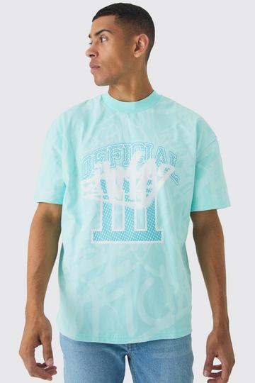 Oversized Official Graffiti Printed T-shirt aqua