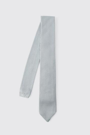 Grey Slim Knitted Texture Tie In Light Grey