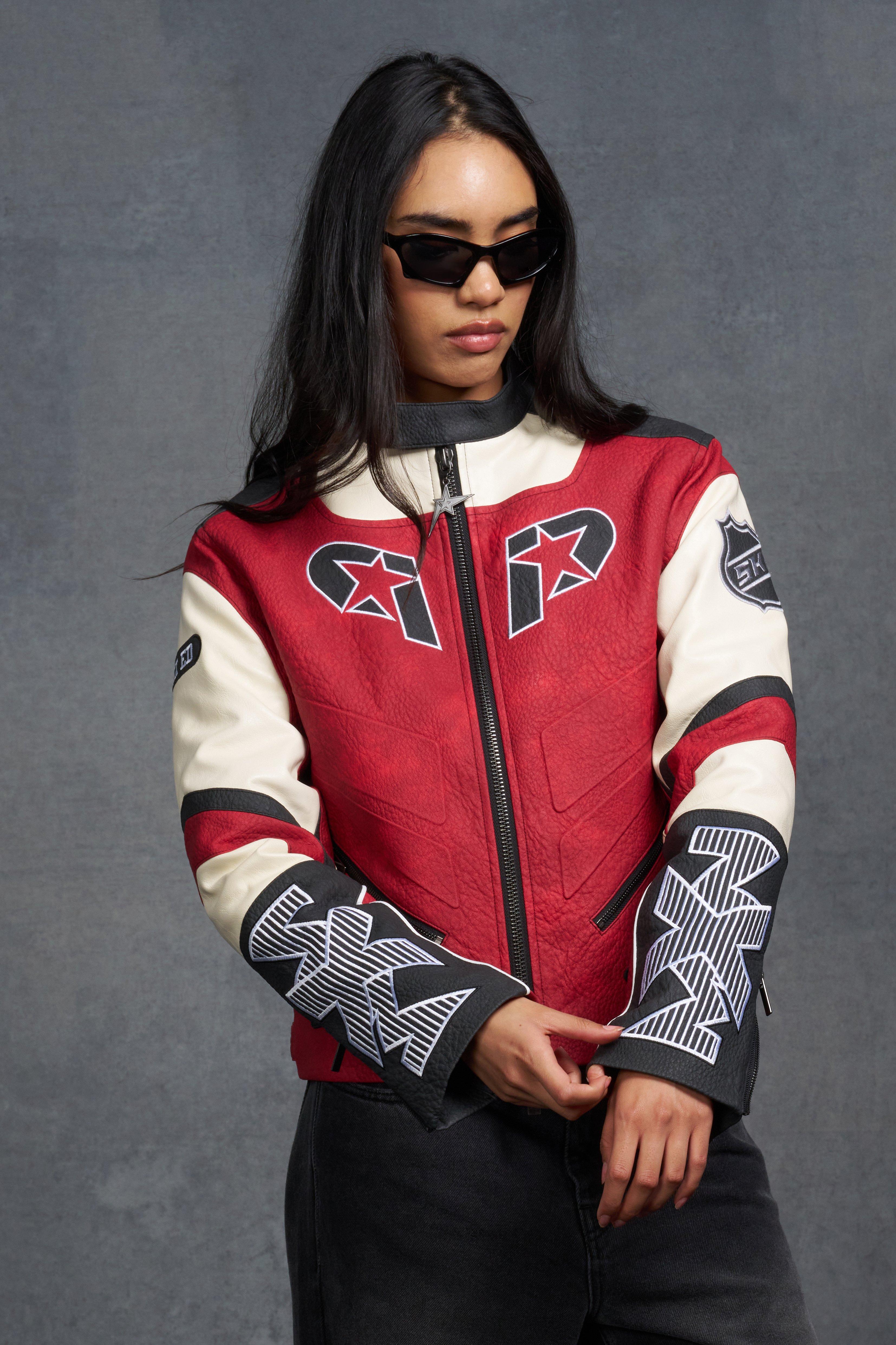 P-Star Boxy Faux Leather Paneled Moto Jacket | boohoo USA
