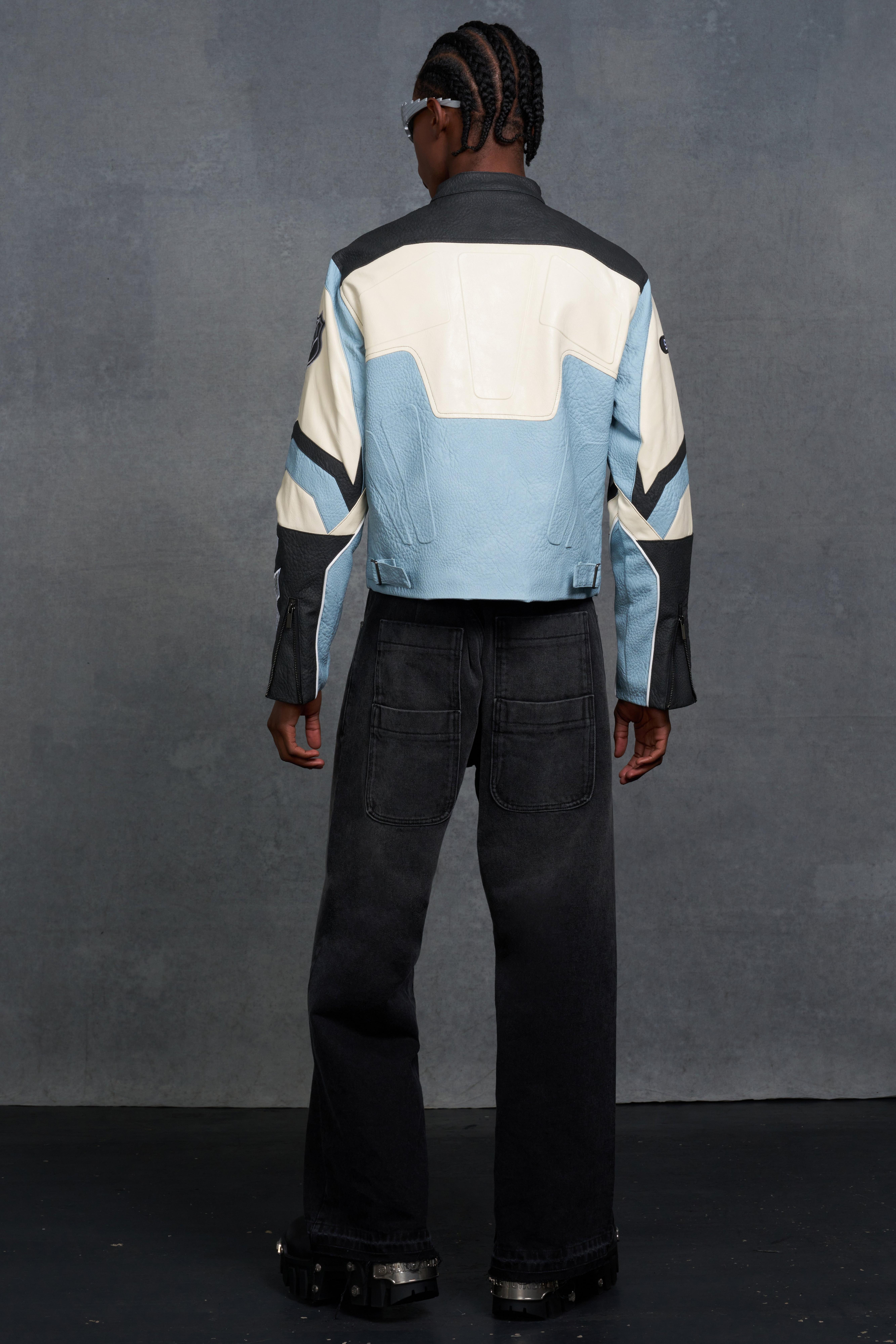 P-Star Boxy Faux Leather Paneled Moto Jacket | boohoo USA