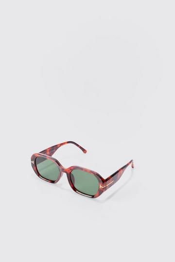 Tortoise Hexagonal Sunglasses In Brown brown