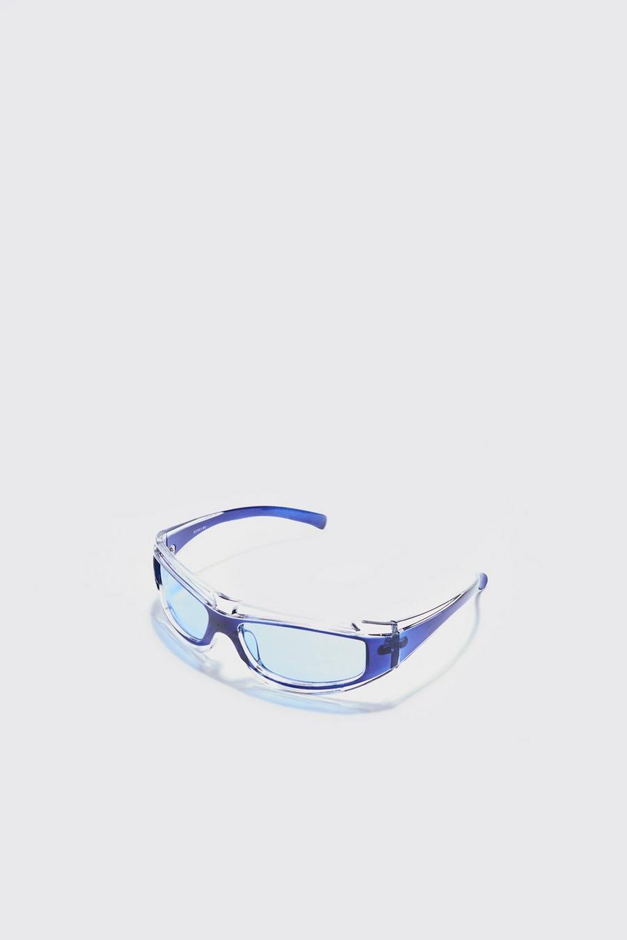 Blue Blå solglasögon med metalldetaljer