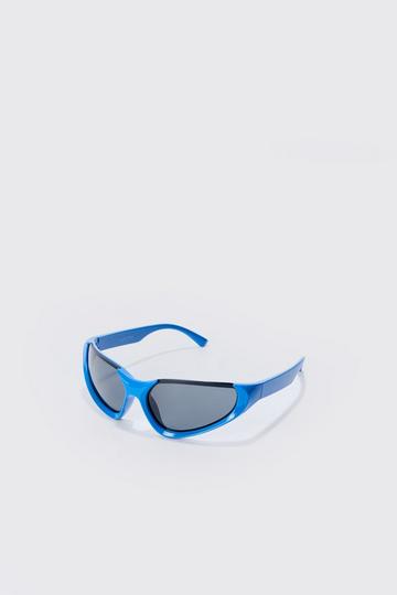 Metallic Frame Sunglasses In Blue blue