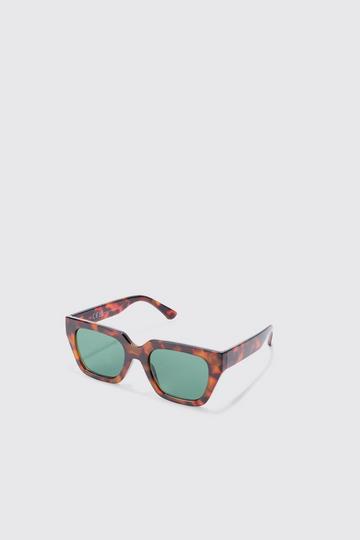 Brown Tortoise Square Frame Sunglasses In Brown