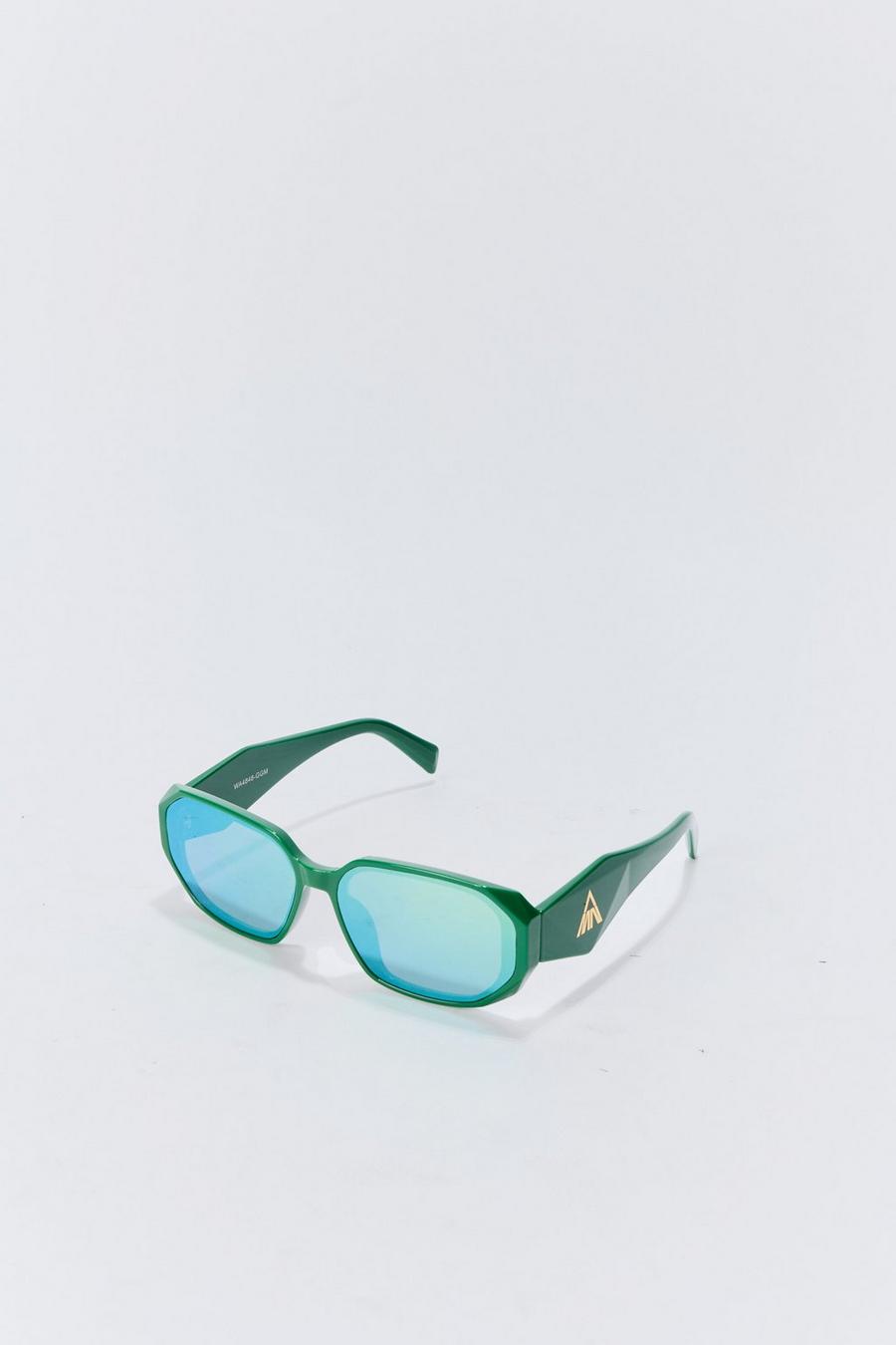 BM Rectangular Plastic Sunglasses In Green