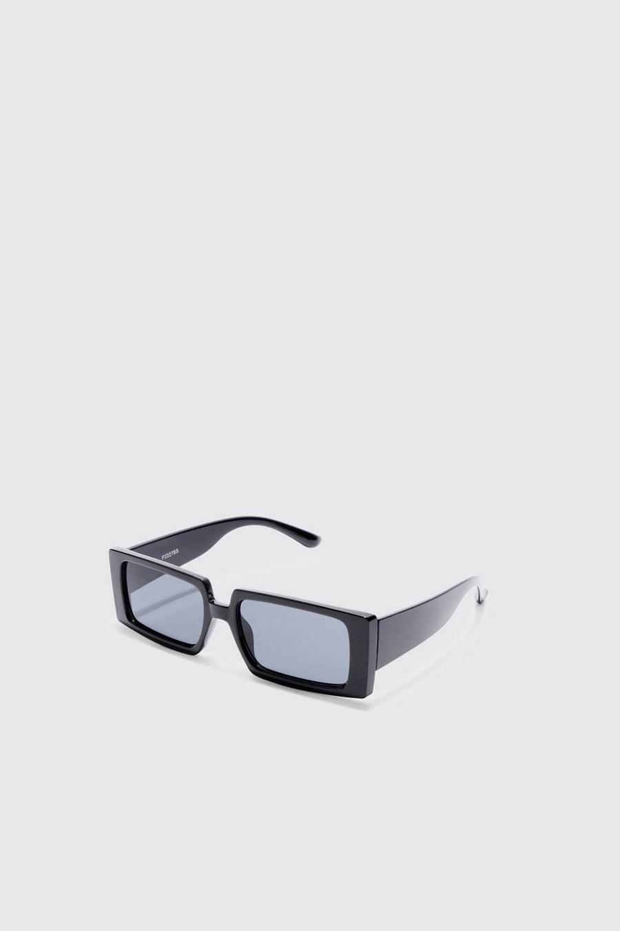 Gafas de sol rectangulares de plástico negras, Black