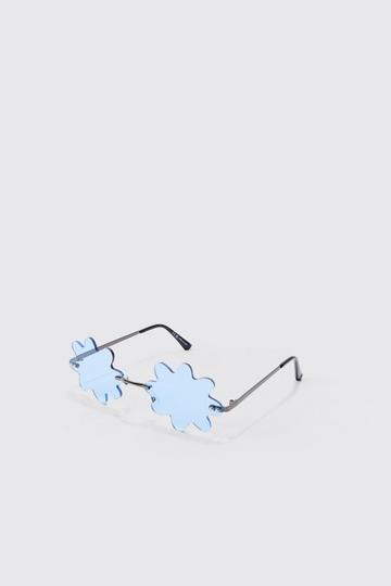 Flower Rimless Sunglasses In Light Blue light blue