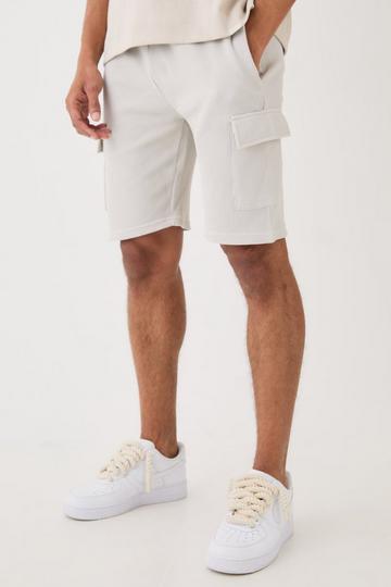 Slim Fit Waffle Cargo Short light grey