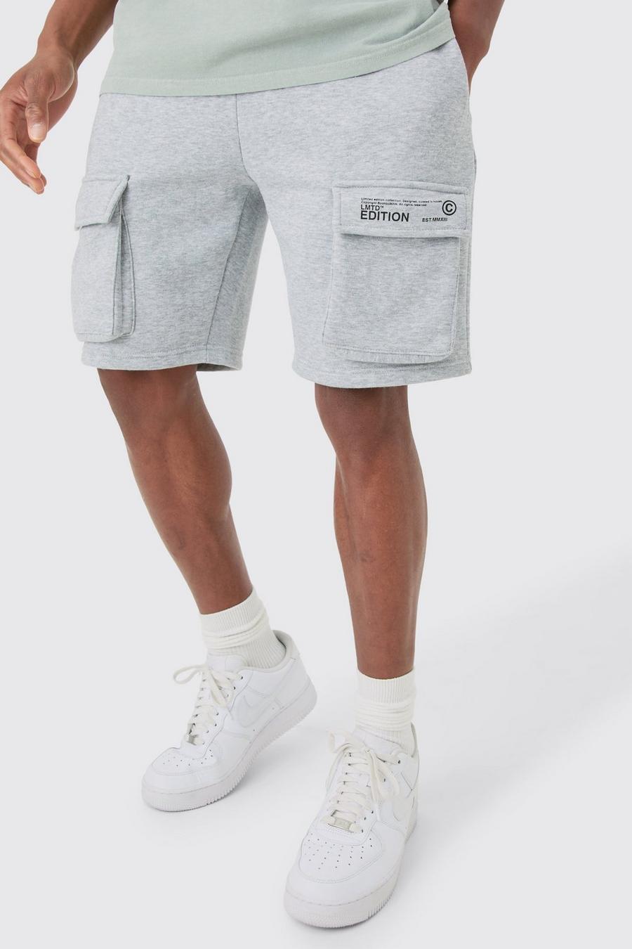 Grey marl Loose Fit Cargo Shorts image number 1