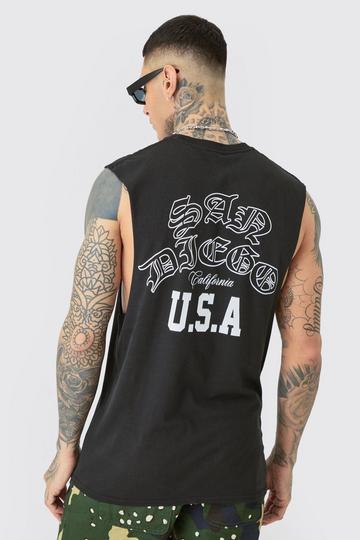 Tall Varsity San Diego Backprint Tank In Black black