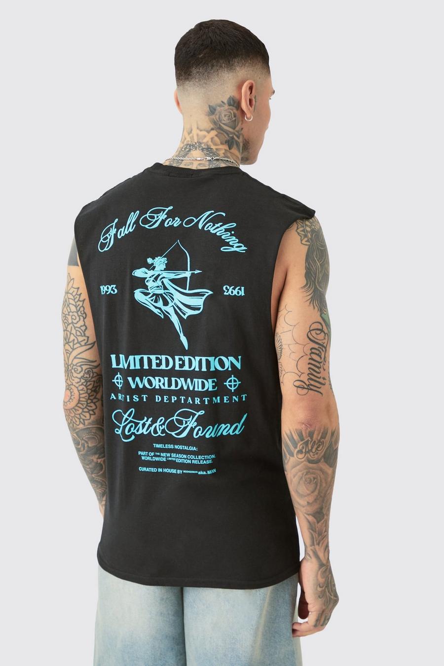 Black Tall Limited Edition Worldwide Tank Top In Zwart image number 1