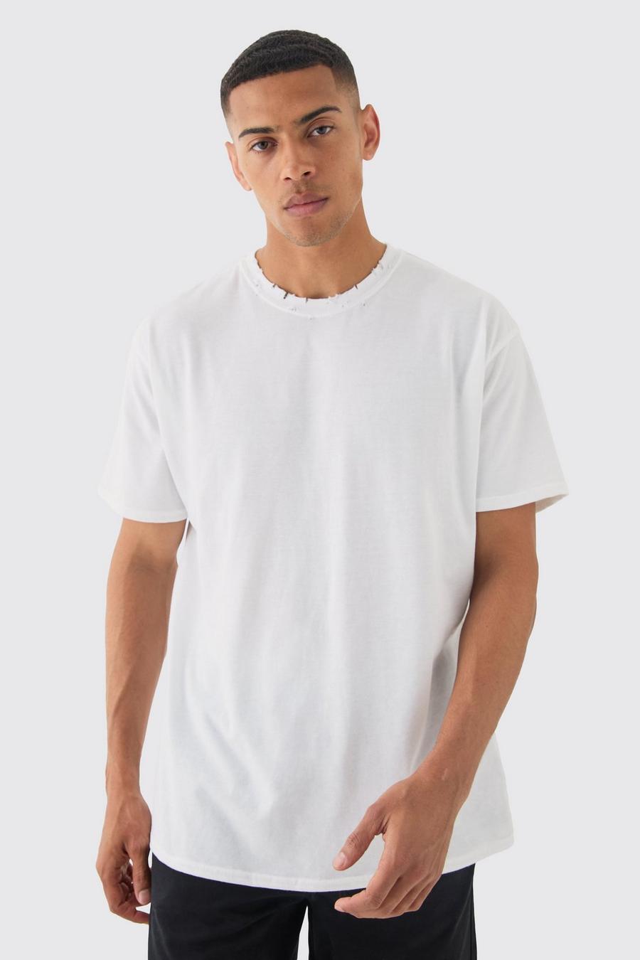 White Oversized Distressed T-shirt image number 1
