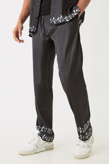 Broek Met Rechte Pijpen, Elastische Taille En Satijnen Zoom black