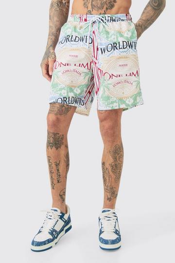 Tall Tapestry Printed Swim Shorts white