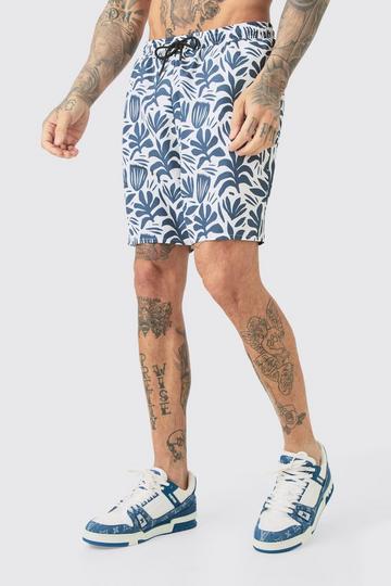 Black Tall Abstract Printed Swim Shorts