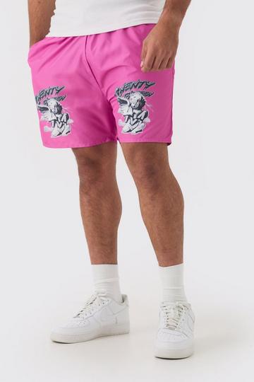 Plus Cherub Printed Swim Shorts pink