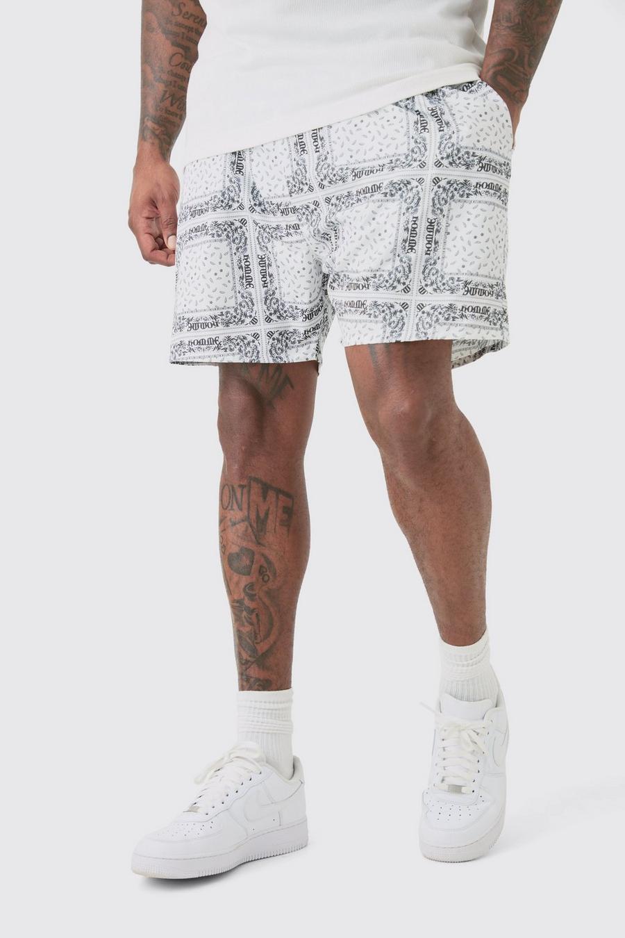 White Plus Bandanna Printed Swim Shorts
